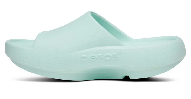 Oofos Women's OOahh Plus Slide Sandal Mint-2