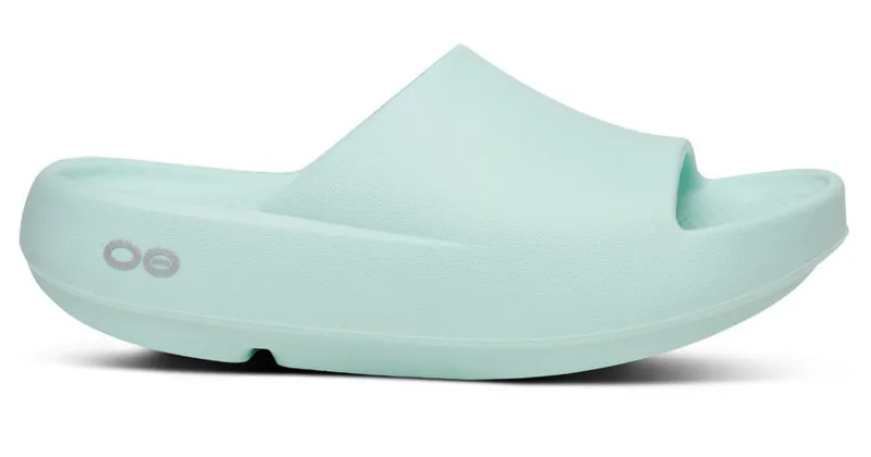 Oofos Women's OOahh Plus Slide Sandal Mint-1