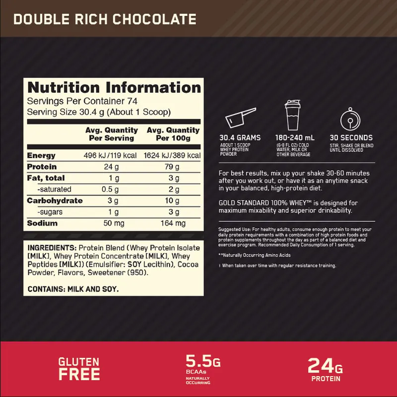 Optimum Nutrition Gold Standard 100% Whey 2.02kg Double Rich Chocolate-2