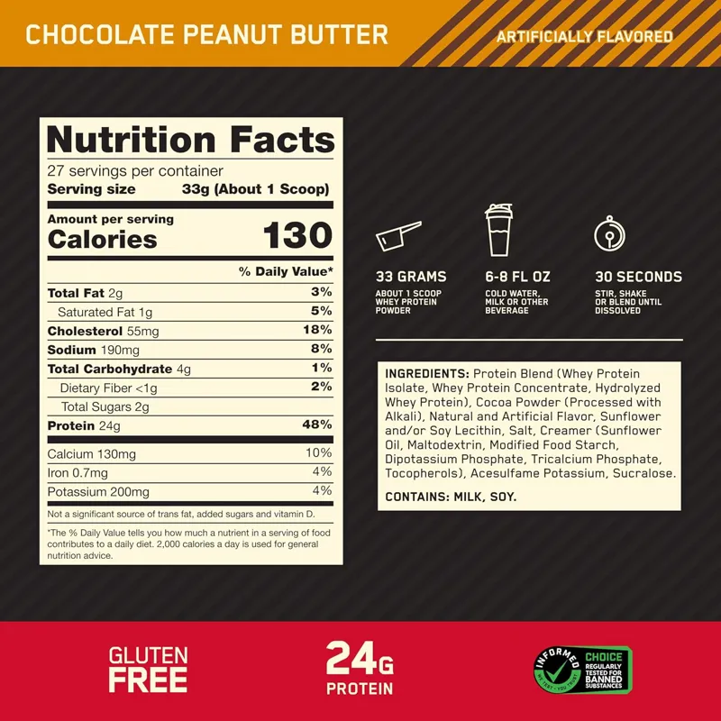 Optimum Nutrition Gold Standard 100% Whey 768g Chocolate Peanut Butter-4