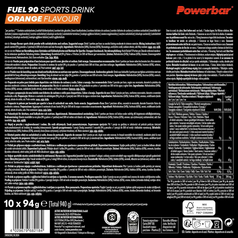 Powerbar Black Line 90g Carbs Fuel Sports Drink Sachet 94g Orange-5