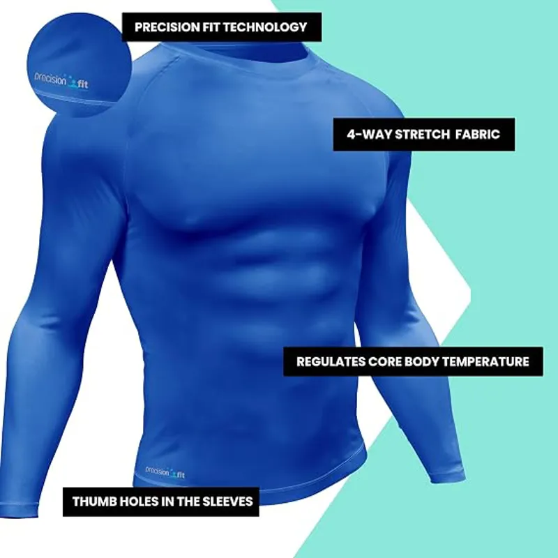 Precision Training Men's Essential BaseLayer LS Top Royal-1