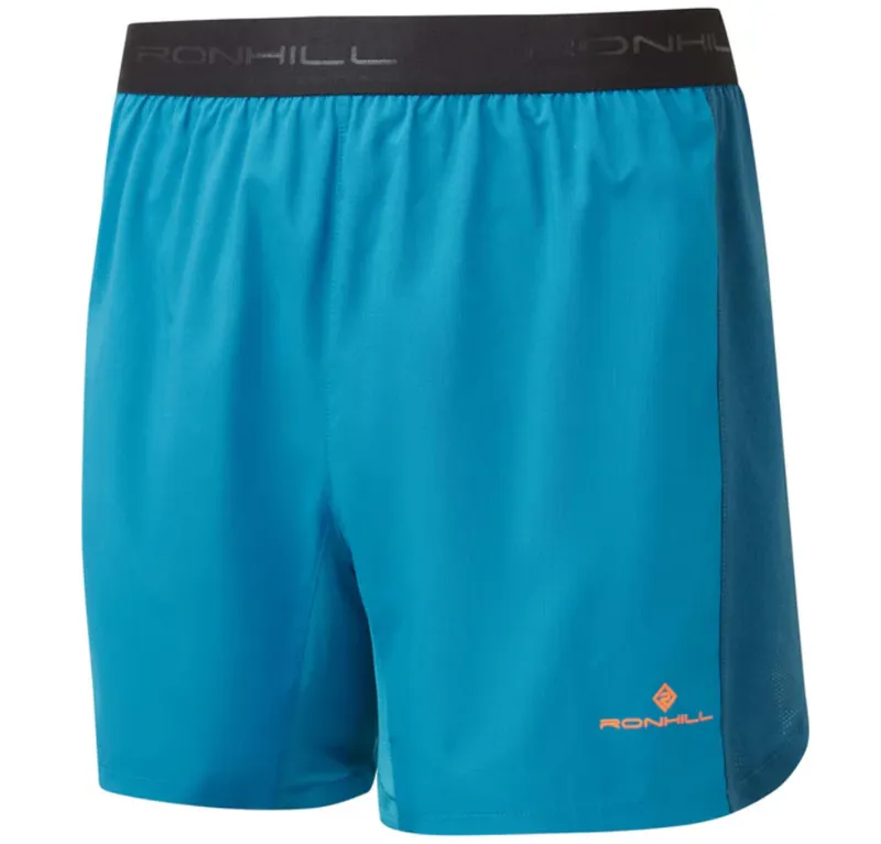 Ronhill Men's Tech 5 inch Short Petrol/Fluo Orange