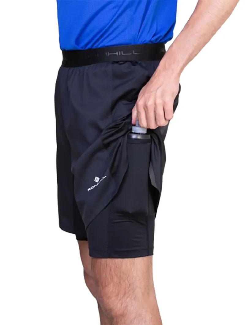 Ronhill Men's Tech 7 inch Twin Short All Black-3