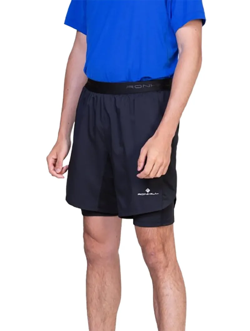 Ronhill Men's Tech 7 inch Twin Short All Black-2