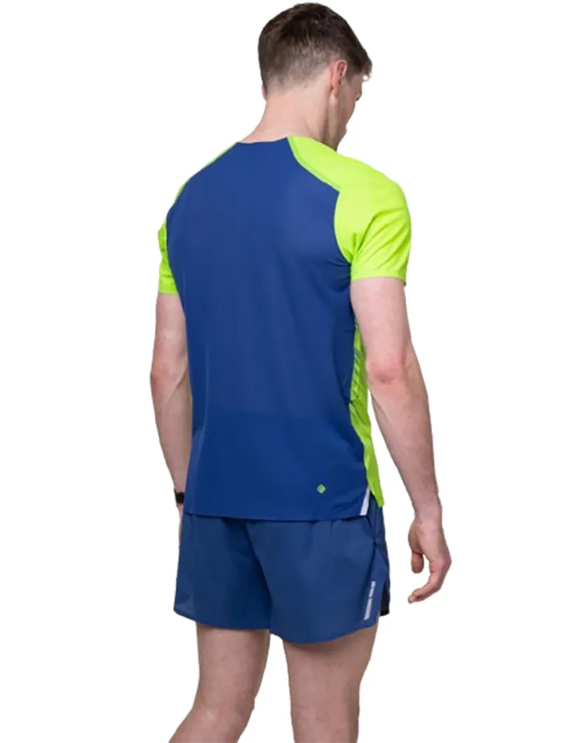 Ronhill Men's Tech Race S/S Tee Fluo Green/Dark Cobalt-7