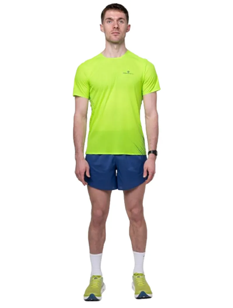 Ronhill Men's Tech Race S/S Tee Fluo Green/Dark Cobalt-4