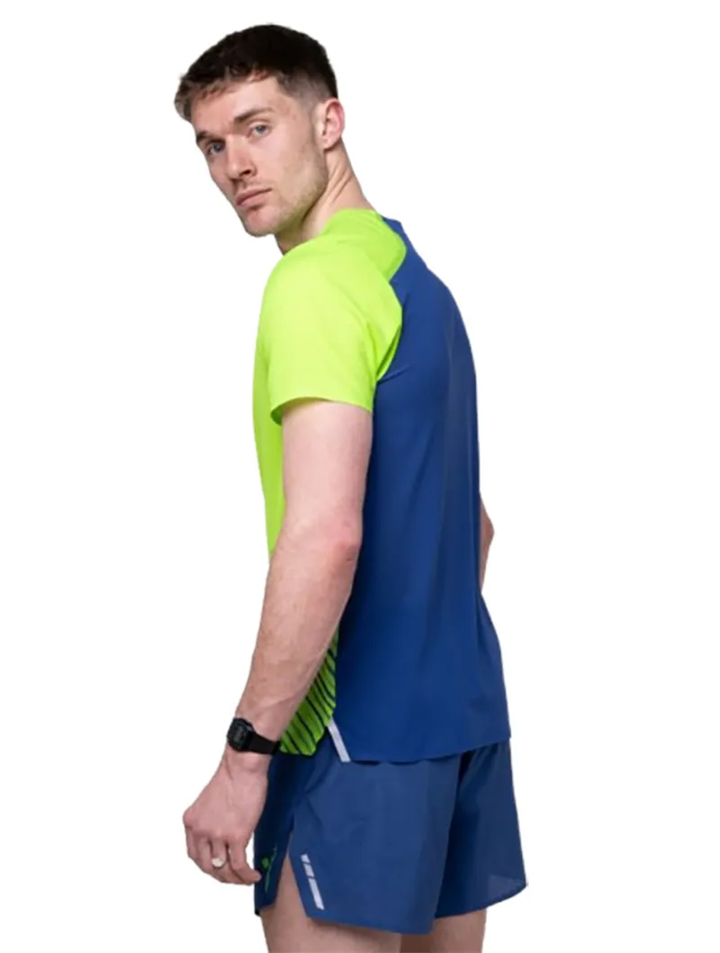 Ronhill Men's Tech Race S/S Tee Fluo Green/Dark Cobalt-3
