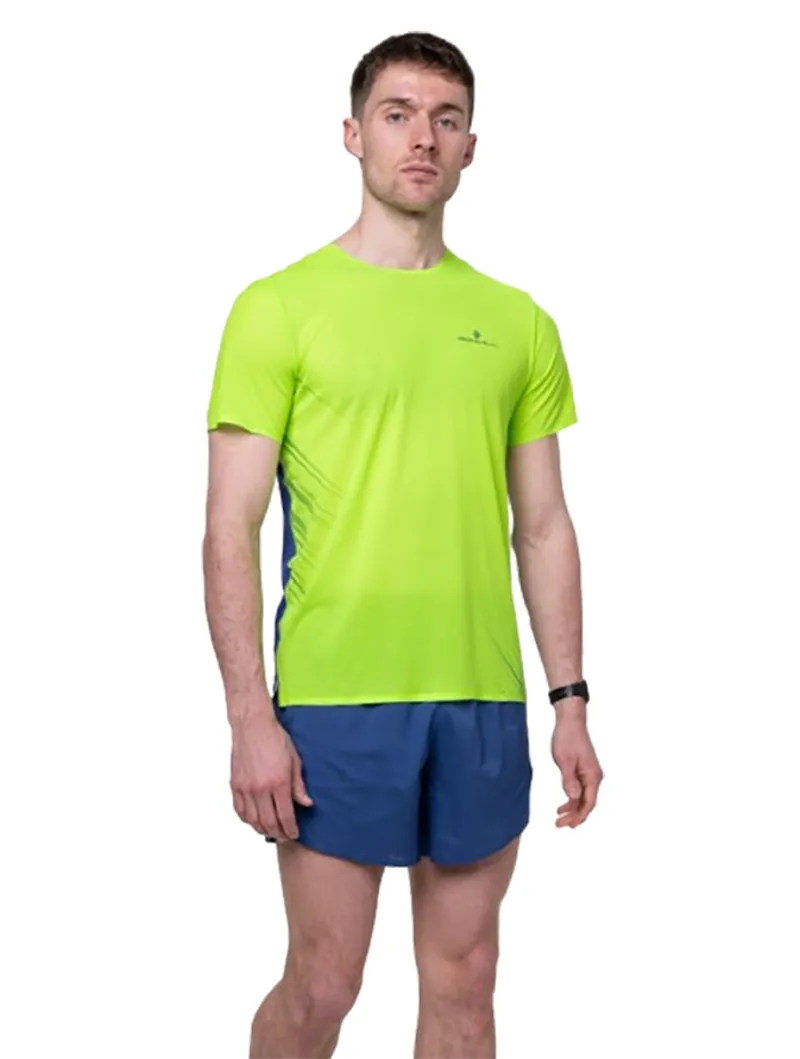 Ronhill Men's Tech Race S/S Tee Fluo Green/Dark Cobalt-2