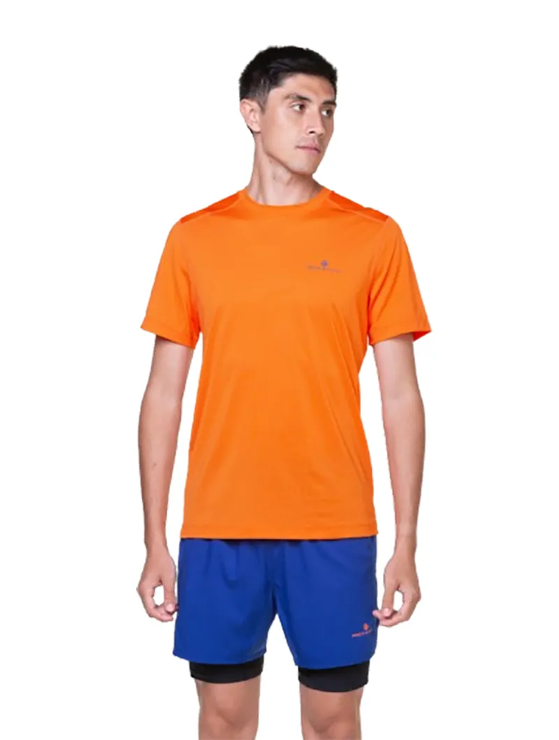 Ronhill Men's Tech S/S Tee Cardinal Orange/Ocean-2