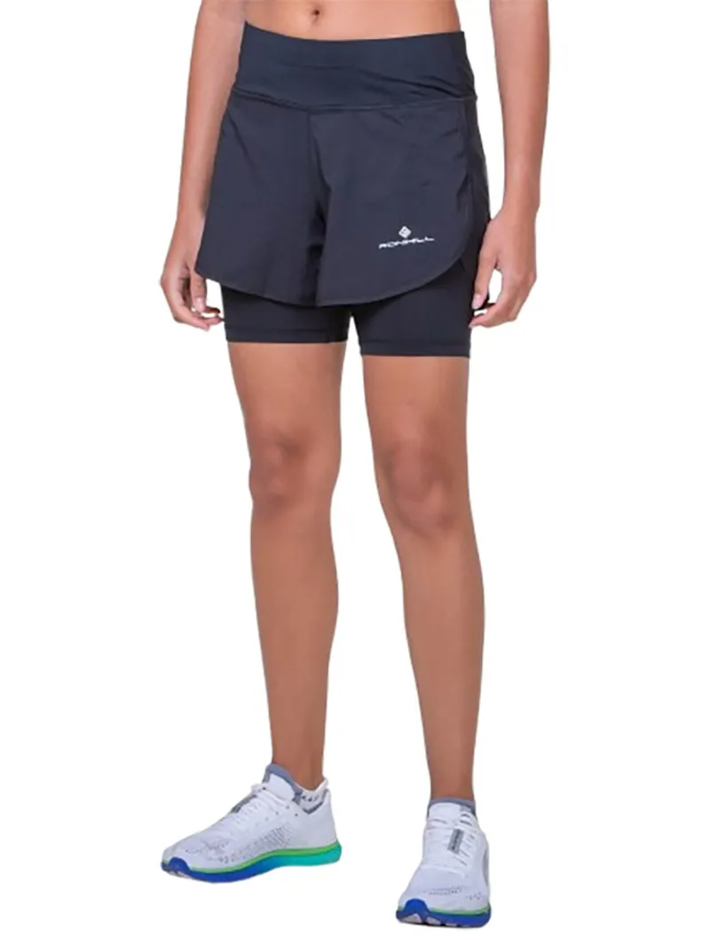 Ronhill Women's Tech 4.5 inch Twin Short All Black-2