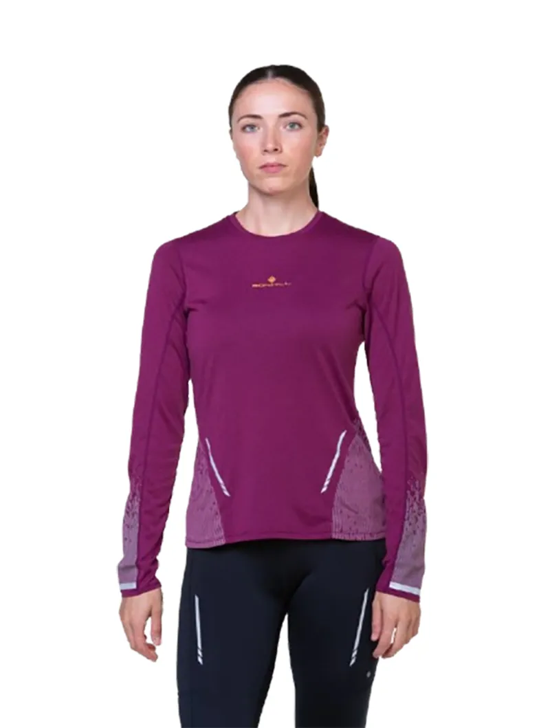 Ronhill Women's Tech Reflect L/S Tee Blackcurrant/Reflect-2