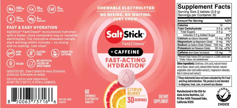 Saltstick Fastchews 10 Pack Citrus Burst Caffeine-1