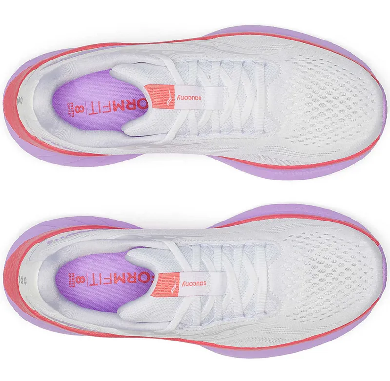 Saucony Women's Ride 18 White/Coral-4