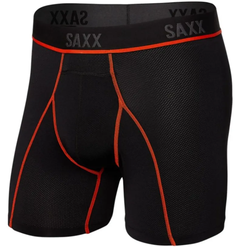 Saxx Kinetic Light-Compression Mesh Boxer Brief Black/Vermillion