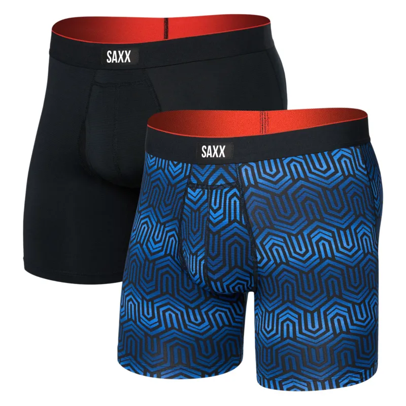 Saxx Multi-Sport Mesh Boxer Brief Fly 2 Pack Chai of Command/Black