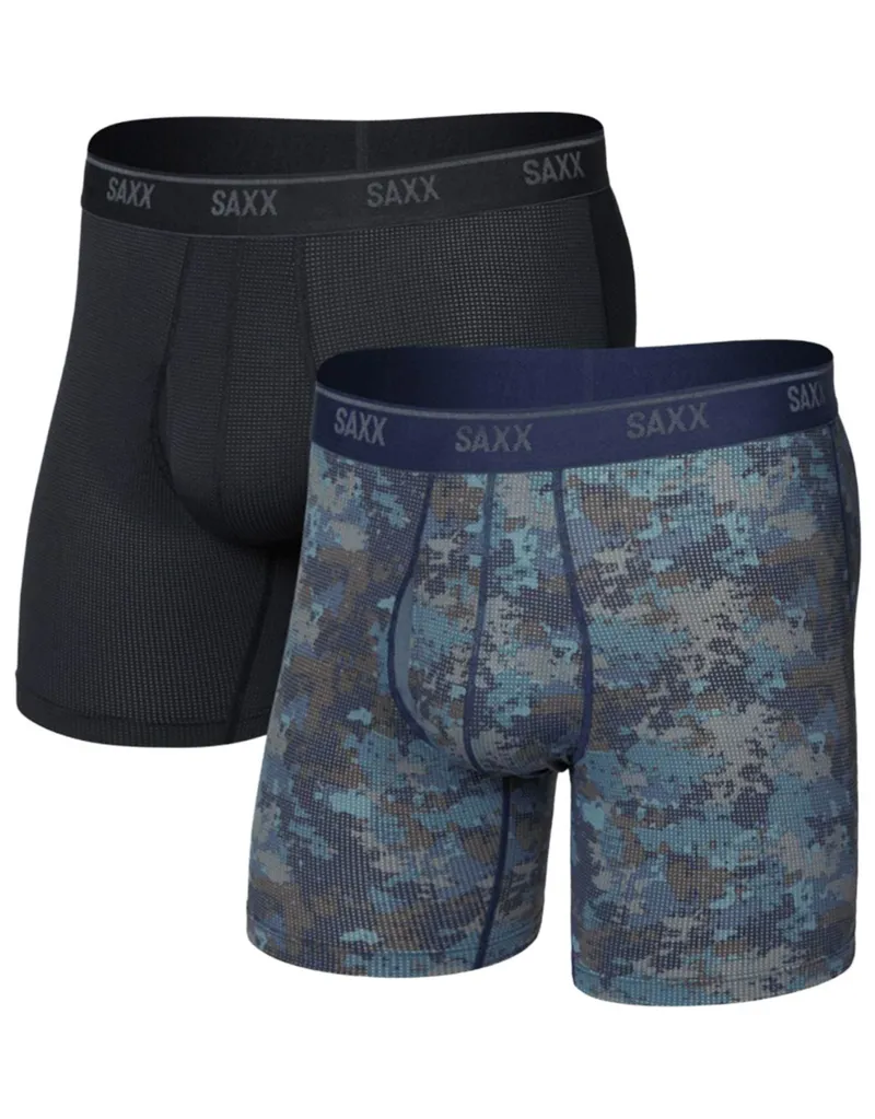 Saxx Quest Quick Dry Mesh Boxer Brief Fly 2 Pack Matrix Camo/Black