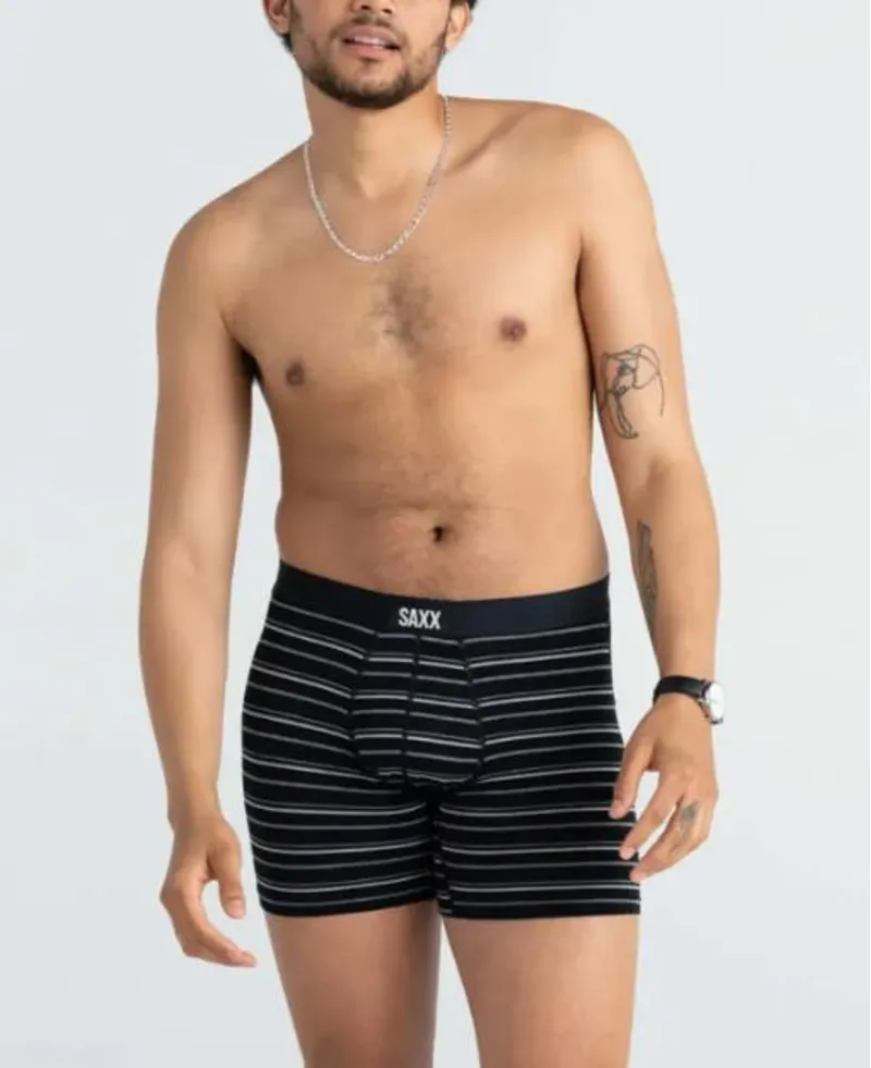 Saxx Vibe Xtra Soft Comfort Boxer Brief Fly Black/Coast Stripe