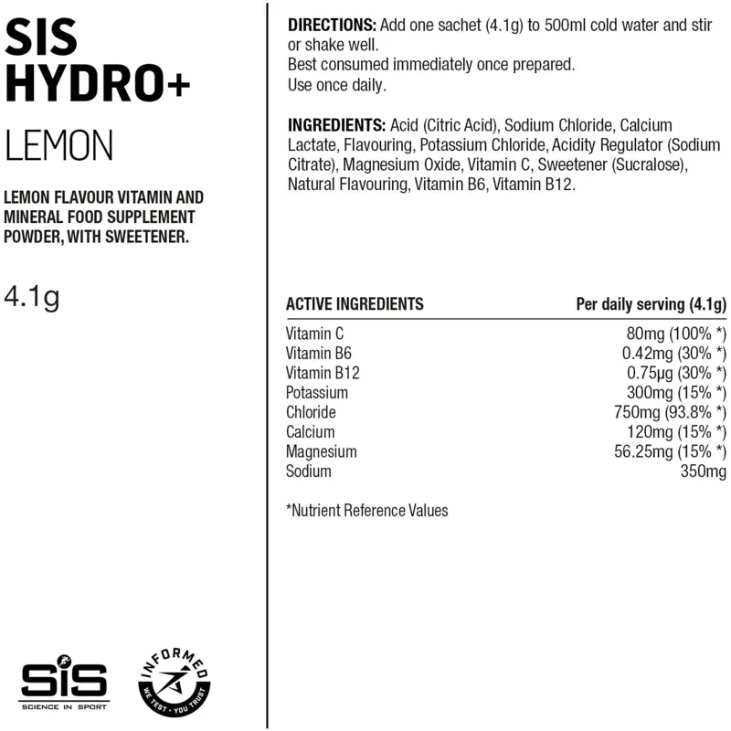 Science In Sport Hydro+ Stick Powder Lemon 4.5g Pack of 20-2