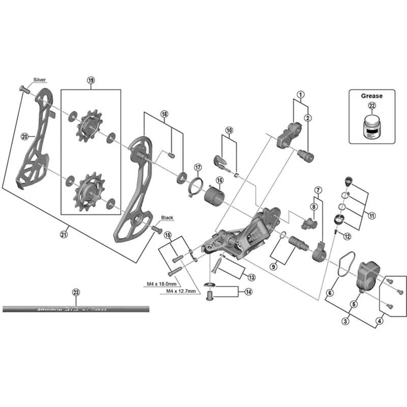 Shimano RDRX815/RX810 GRX Pulley Set Black/Silver One Size-1
