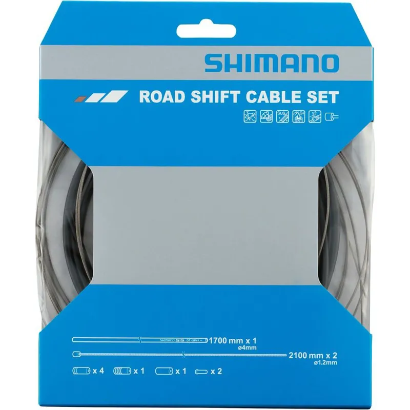 Shimano Road Gear Cable Set Stainless Steel Inner Wire Black One Size