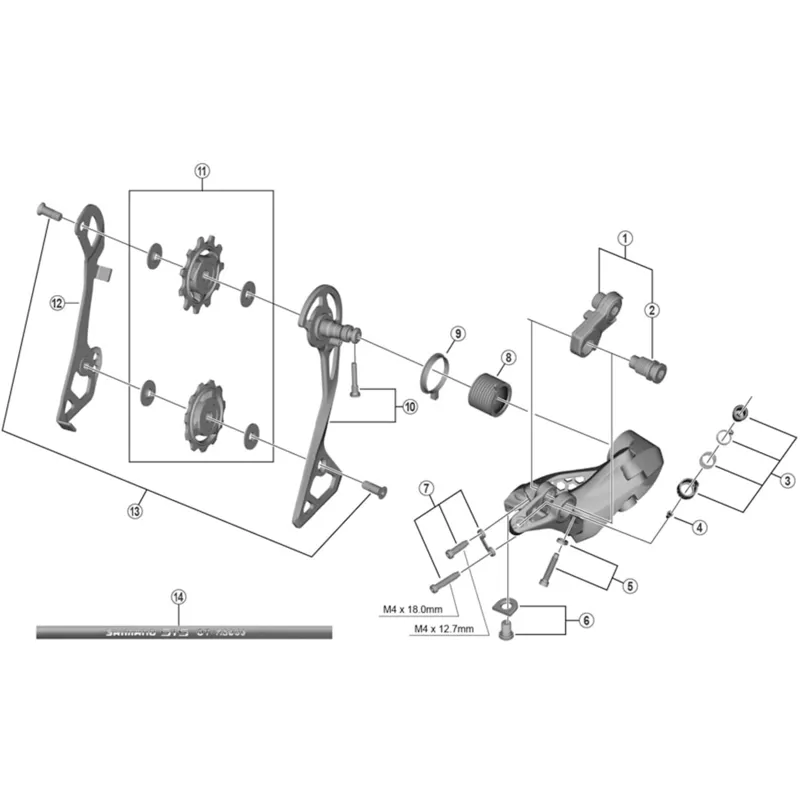 Shimano Spares RD-R8000 Outer Plate and Fixing Bolt GS Type Silver One Size