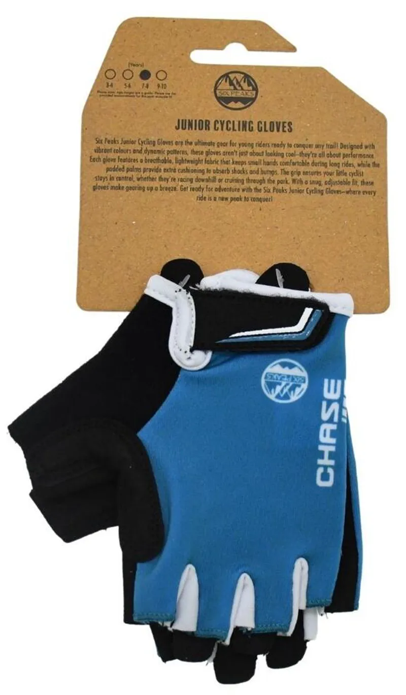 Six Peaks Junior Cycling Gloves Blue/Black/White 9-10 Years-4