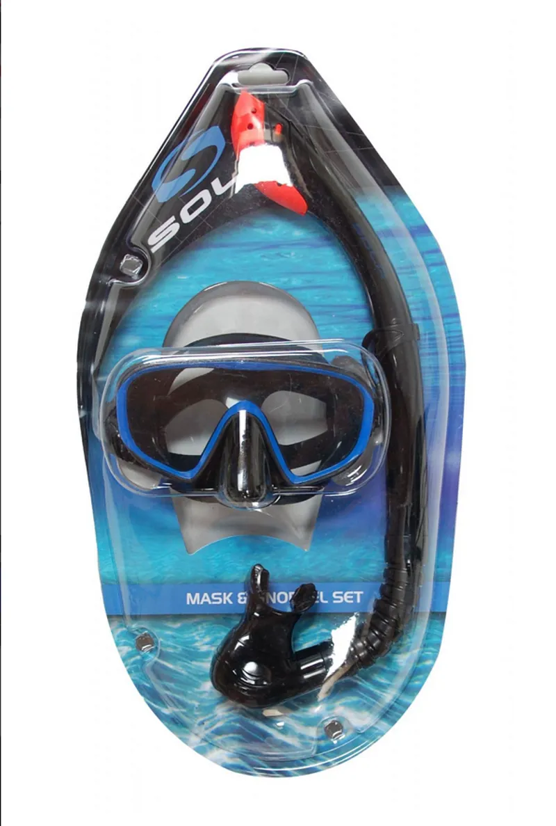 Sola Adult Mask and Snorkel Set Black/Blue-1