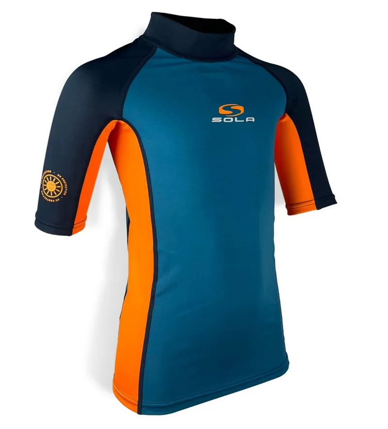 Sola Kids Rash Vest Petrol/Blaze