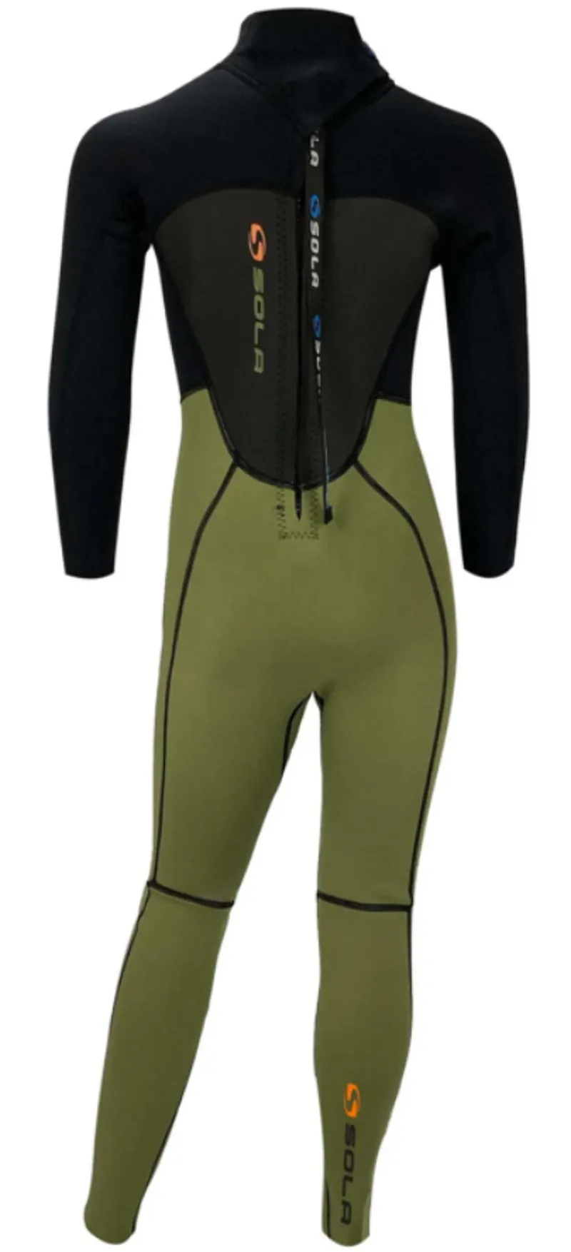 Sola Kids Storm Back Zip 3/2mm Fullsuit Black/Khaki-1
