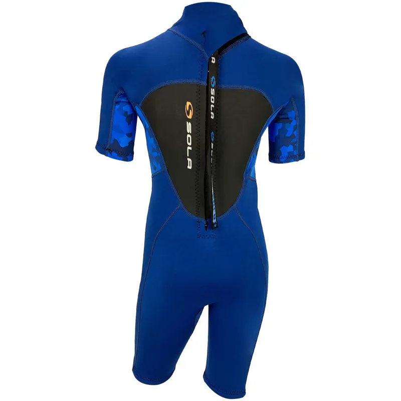 Sola Storm Kids 3/2mm Shorty Wetsuit Blue/Camo-1