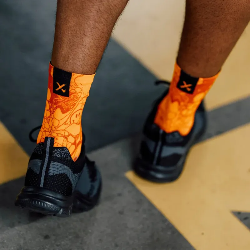 Sox Footwear Crew Length Socks Neon Slide Orange-2