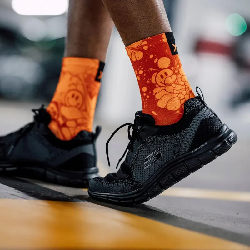 Sox Footwear Crew Length Socks Neon Slide Orange-1
