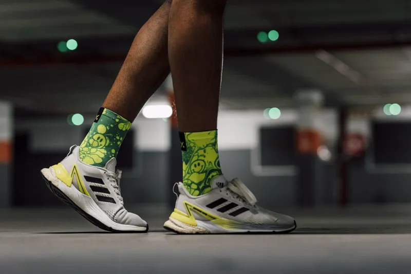 Sox Footwear Crew Length Socks Neon Slide Yellow-3