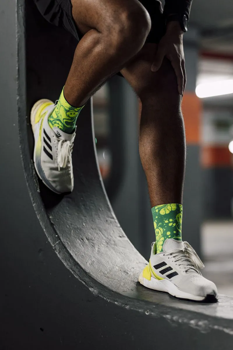 Sox Footwear Crew Length Socks Neon Slide Yellow-1