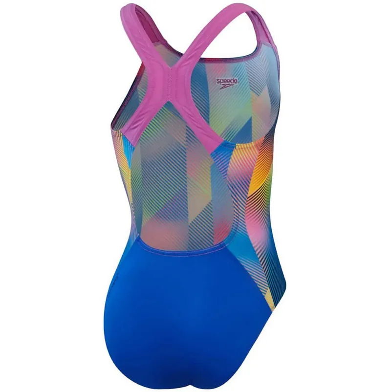 Speedo Girls Digital Allover Powerback One Piece True Cobalt/Kiki Pink-1