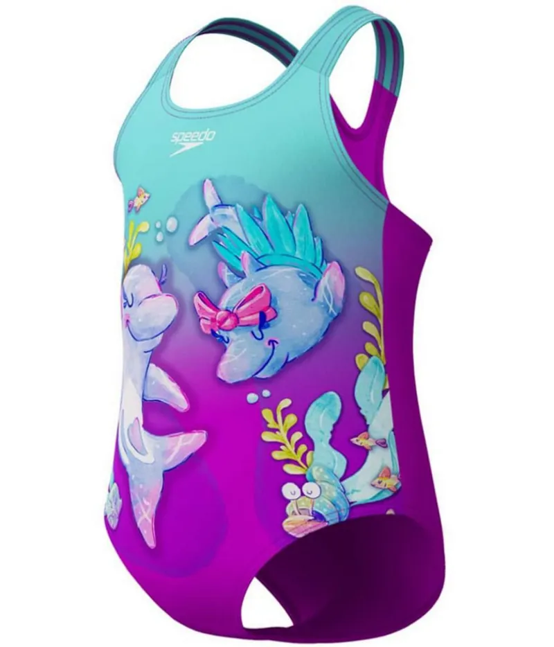 Speedo Girls Digital Printed Swimsuit Artic Glass-6
