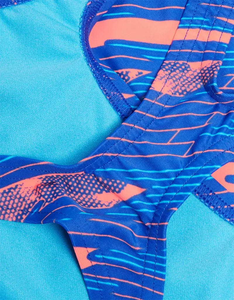 Speedo Girls HyperBoom Allover Medalist Swimsuit Blue/Red-3