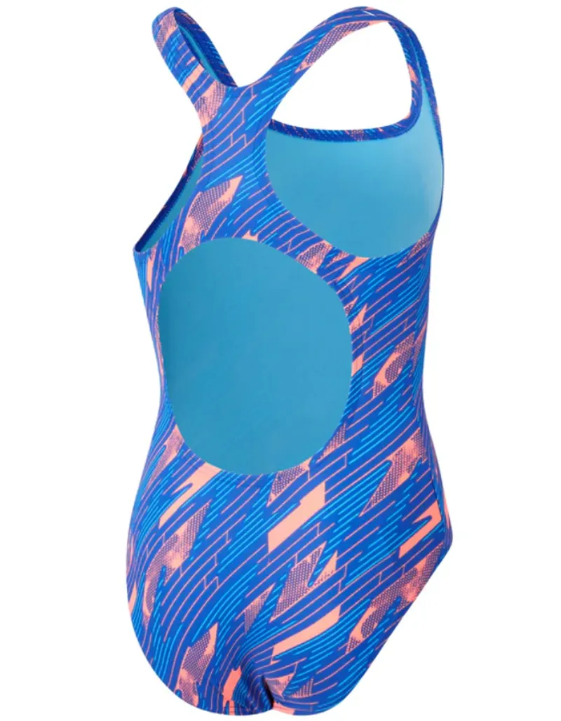 Speedo Girls HyperBoom Allover Medalist Swimsuit Blue/Red-1