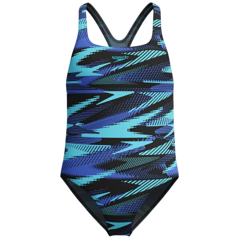 Speedo Girls HyperBoom Allover Medalist Swimsuit Cobalt Pop-3