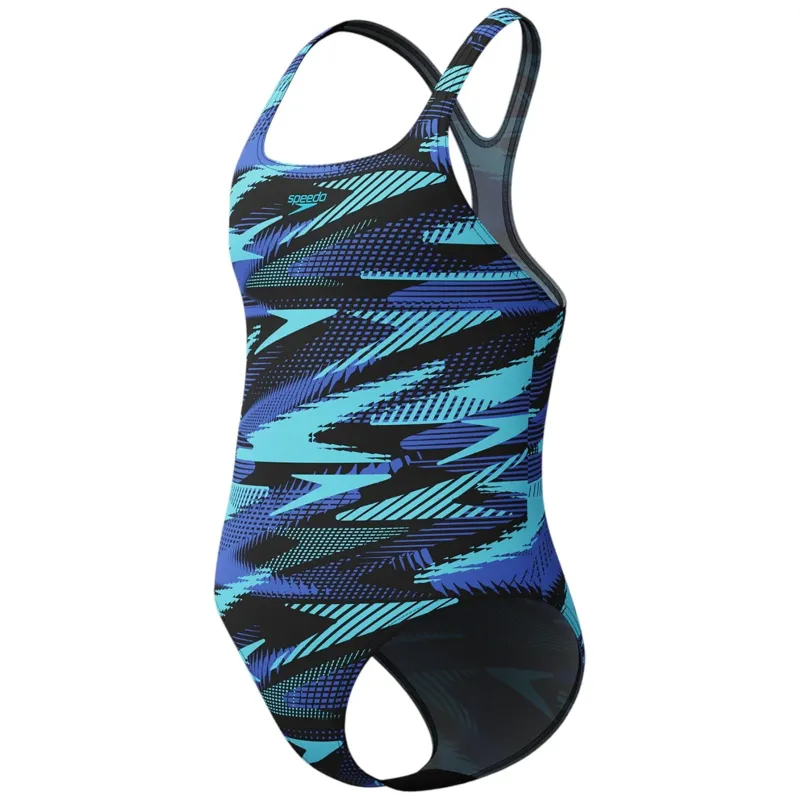 Speedo Girls HyperBoom Allover Medalist Swimsuit Cobalt Pop
