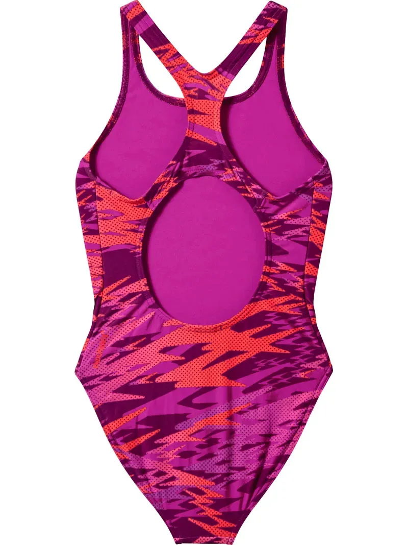 Speedo Girls Hyperboom Print Medalist Swimsuit Neon Jelly/Post It Pink-1