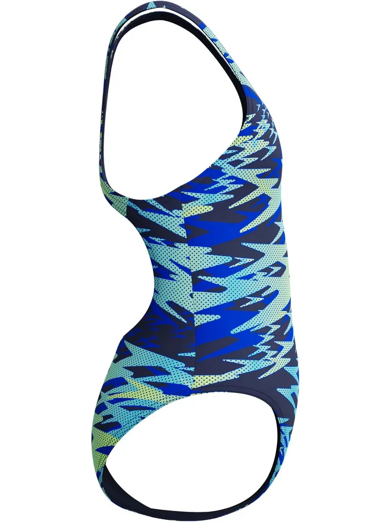 Speedo Girls Hyperboom Printed Medalist Swimsuit Blue/Light Green-6