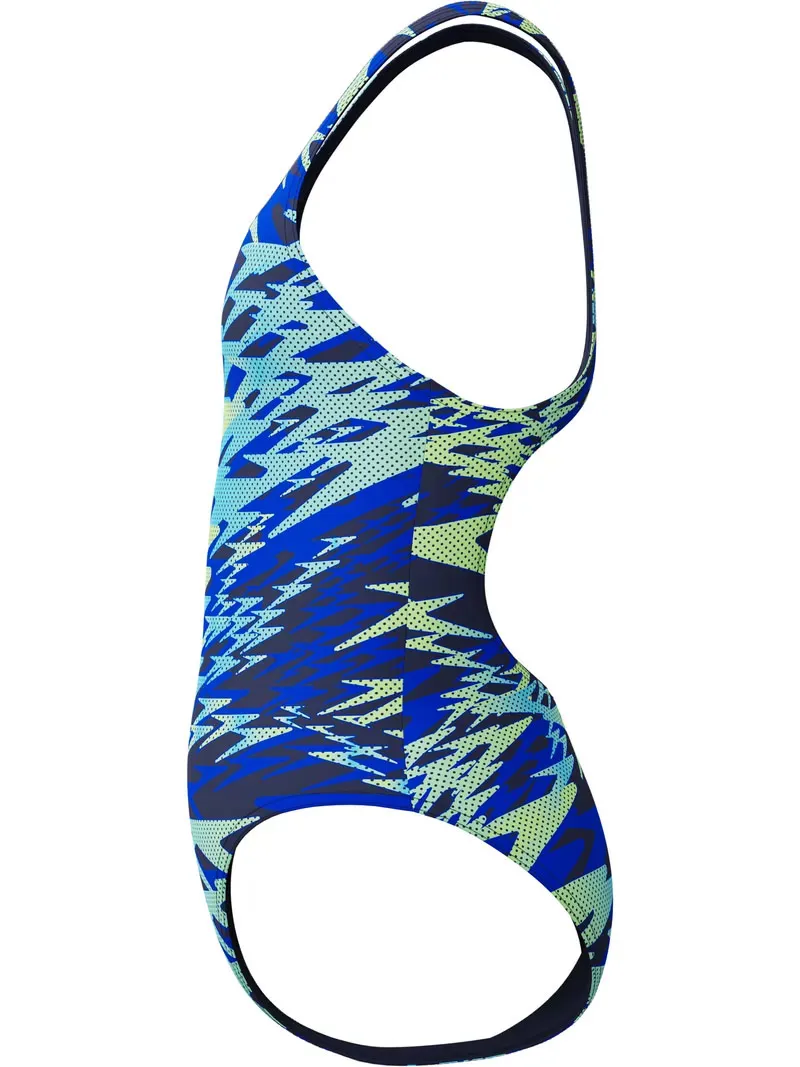 Speedo Girls Hyperboom Printed Medalist Swimsuit Blue/Light Green-3