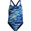 Speedo Girls Hyperboom Printed Medalist Swimsuit Blue/Light Green