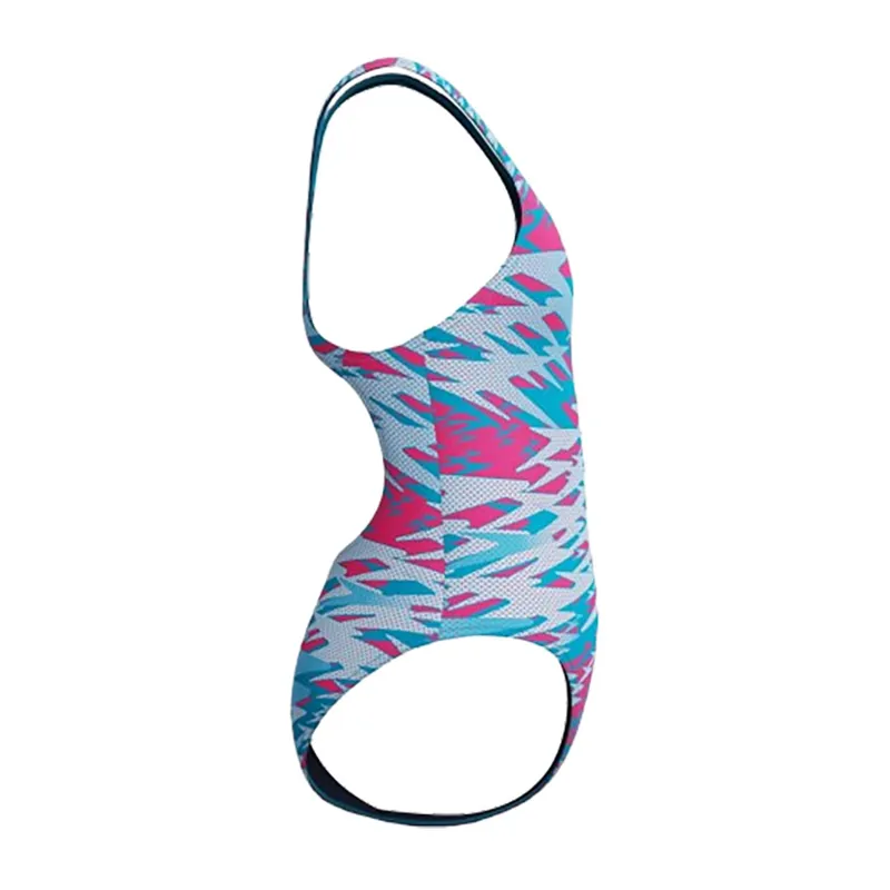 Speedo Girls Hyperboom Printed Medalist Swimsuit Blue/Pink-4