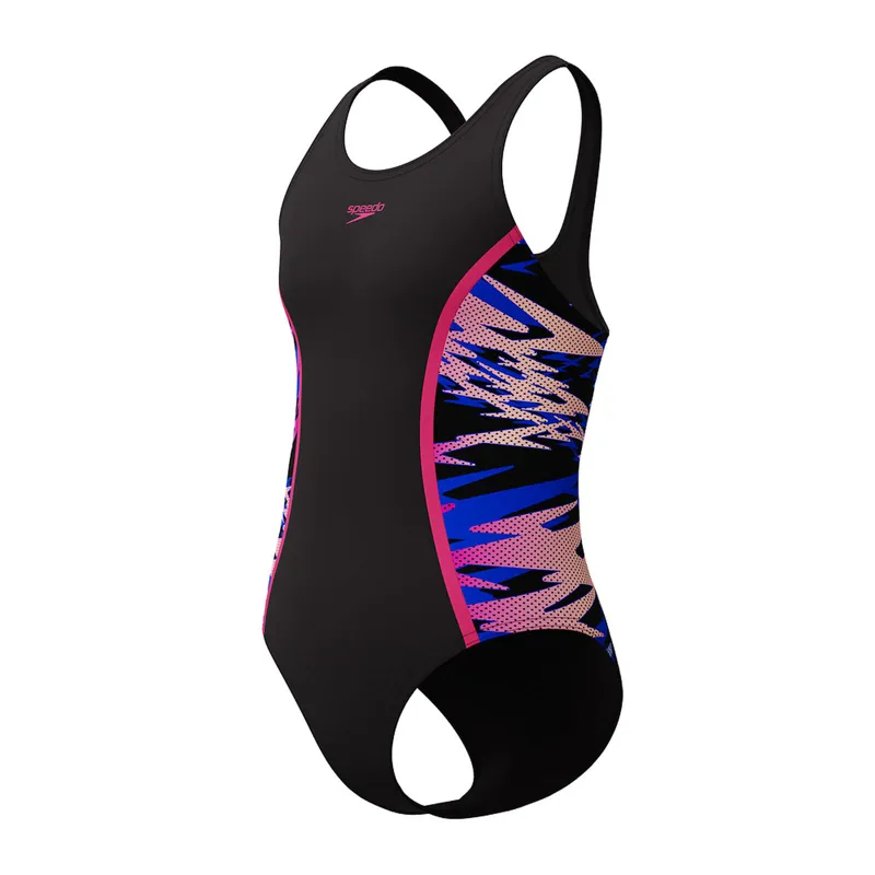 Speedo Girls Hyperboom Splice Muscleback Swimsuit Black/Pink-7