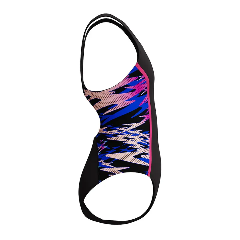 Speedo Girls Hyperboom Splice Muscleback Swimsuit Black/Pink-3