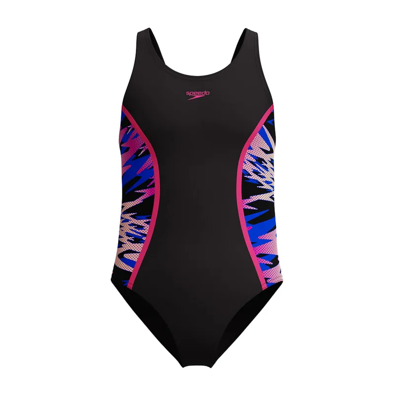 Speedo Girls Hyperboom Splice Muscleback Swimsuit Black/Pink