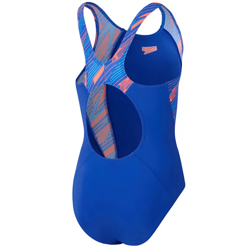 Speedo Girls HyperBoom Splice Muscleback Swimsuit Blue/Red-1